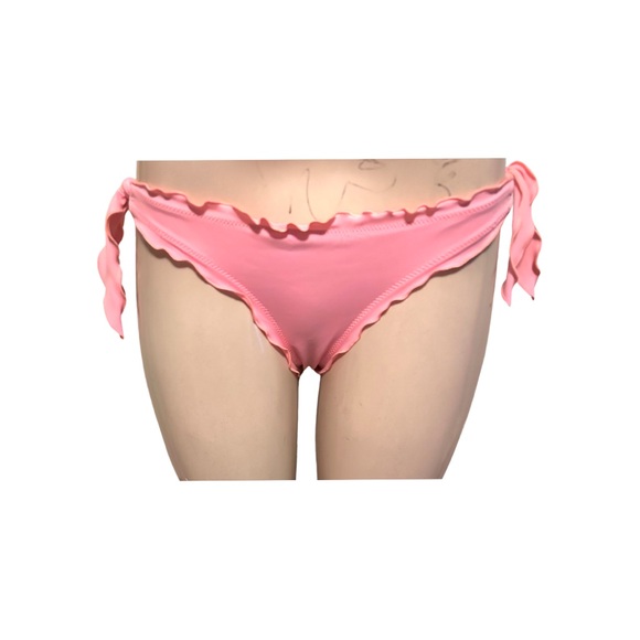 Victorias Secret Ruffle Side Tie Full Bottom Small in Peach - Picture 1 of 5